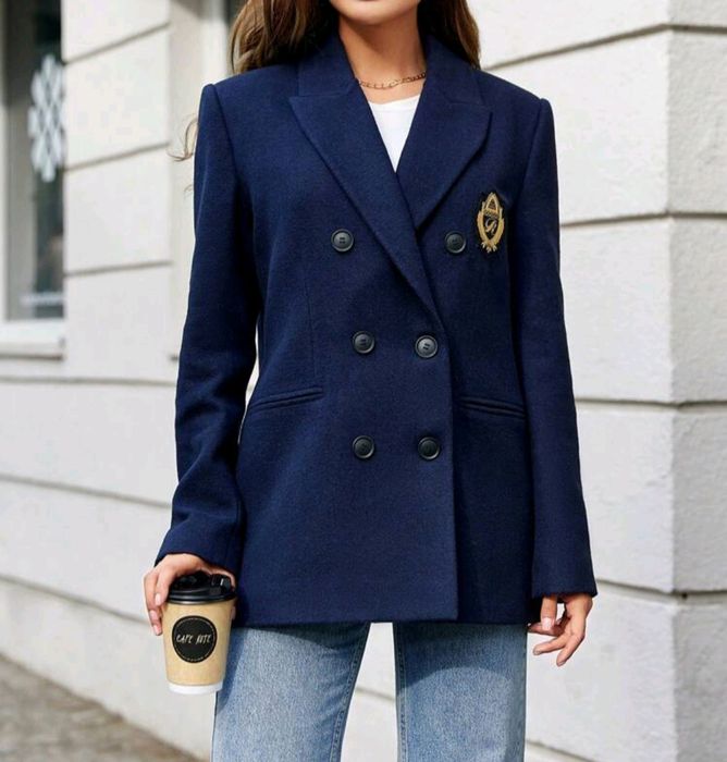 Marynarka granatowa żakiet elegancki oversize