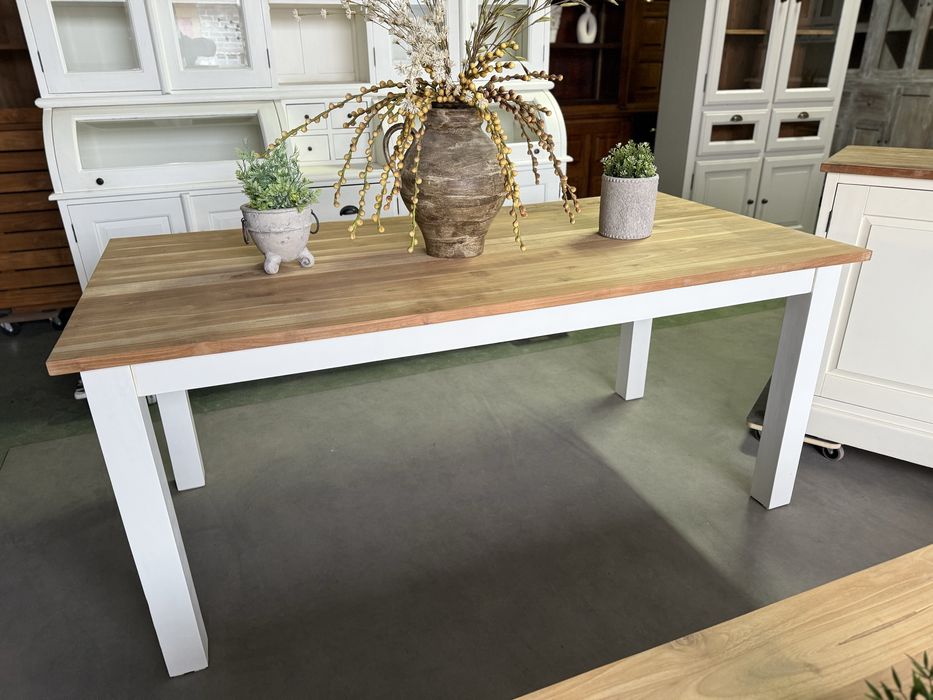 Świetny Stół biały prowansalski country drewniany tekowy prosty 180