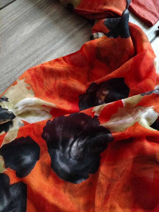 Pomarańczowy zestaw- rękawiczki i szal