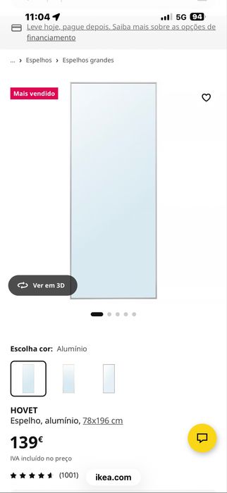 Espelho grande aluminio