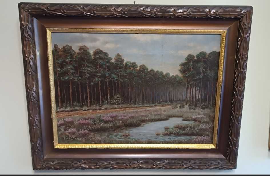 Olej na tekturze malarskiej 1939 rok , podpisany