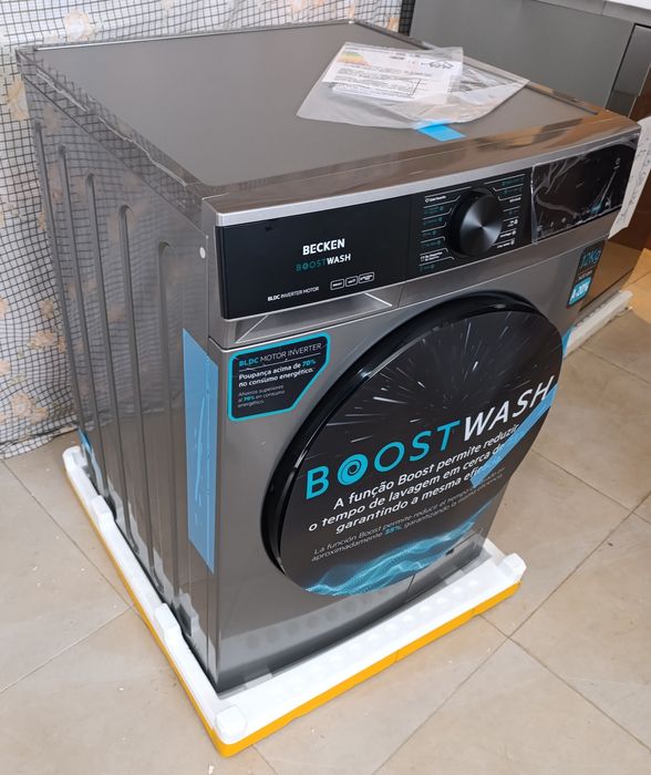 Máq Lavar Roupa BECKEN Boostwash BWM8816N 12 kg inox (3 anos garantia)