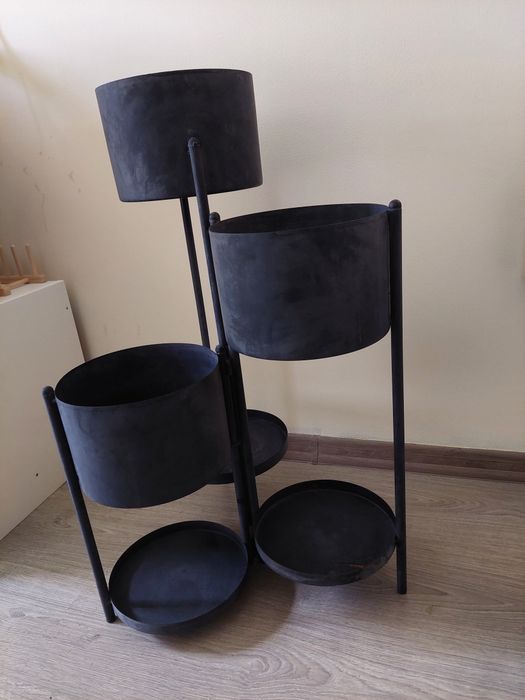 Stojak kwietnik metalowy czarny LOFT na kwiaty 6 doniczek