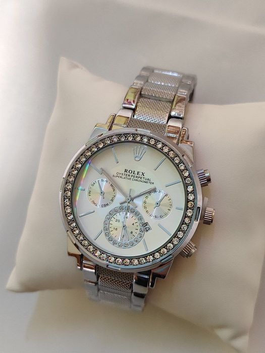 Розкішний жіночий/чоловічий годинник Rolex з кристалами / Ідея для подарунка