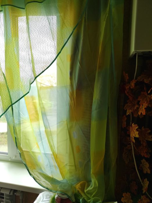 Тюль зелена і сітка