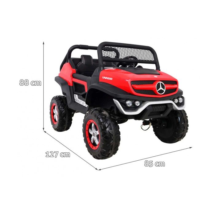 Mercedes BENZ UNIMOG 4x4, skóra, koła Eva czarny 14 Ah duży do 35 kg