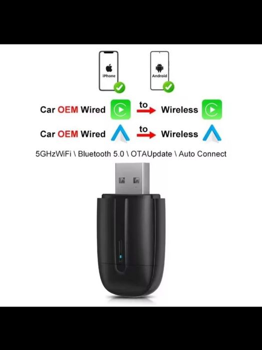 Бездротовий CarPlay Android Auto USB-A/C адаптер Андроид Авто Карплей