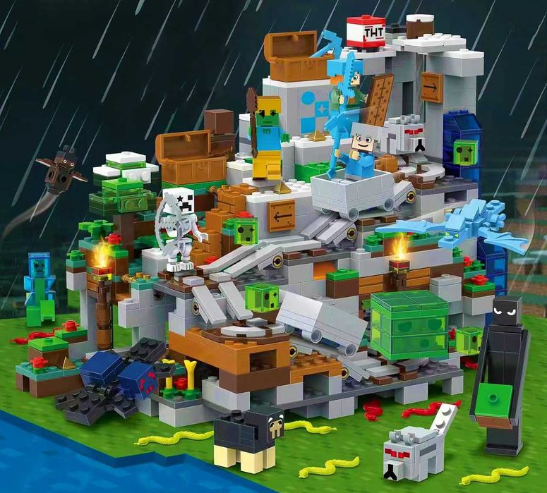 Огромный Лего Майнкрафт Горная пещера, 1089 деталей. MINECRAFT