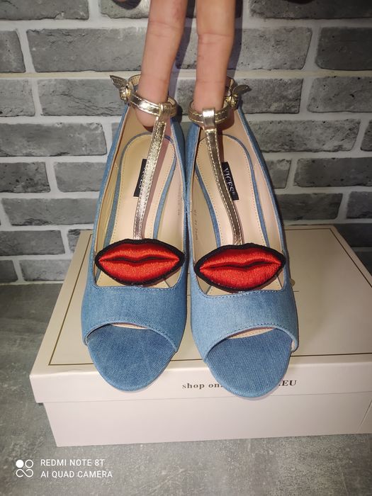Buty na obcasie 37 38 rozmiary szpilki obcasy czółenka usta jeans