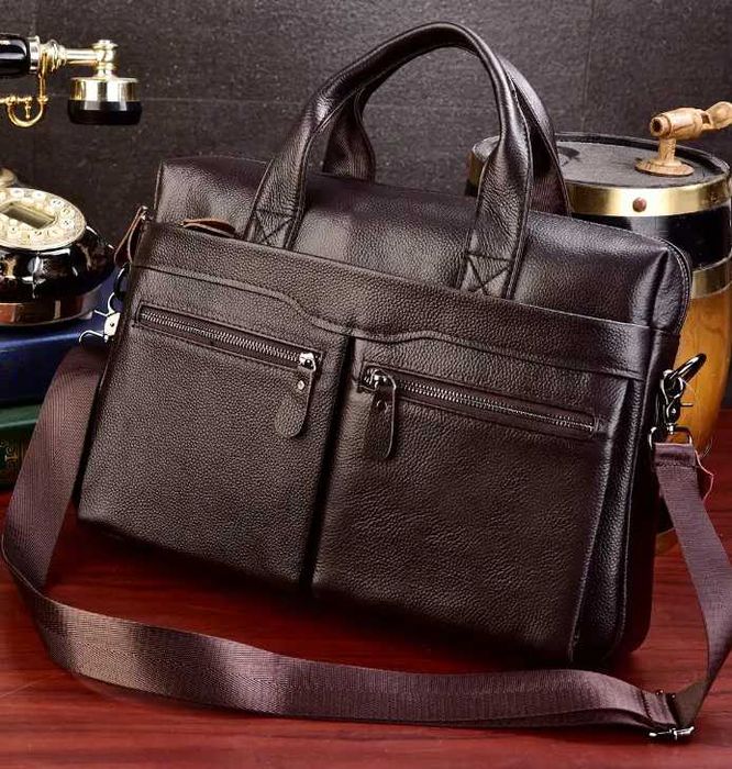 Чоловічий шкіряний діловий портфель для документів з натуральної шкіри