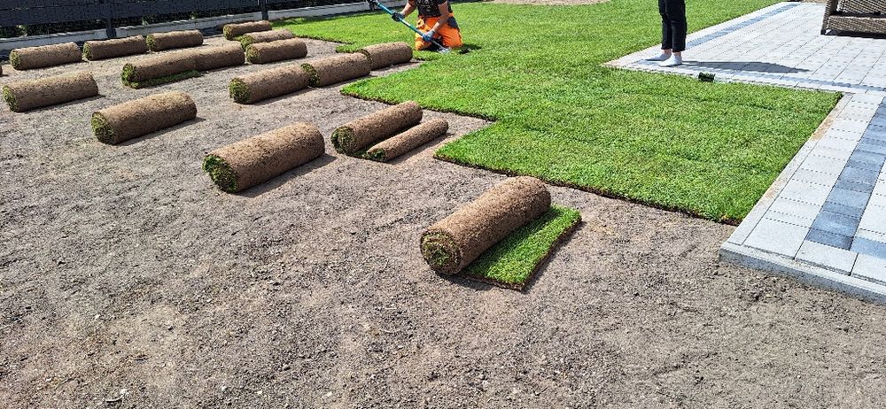 Rownanie terenu ,zakladanie trawnika ,siatki na krety