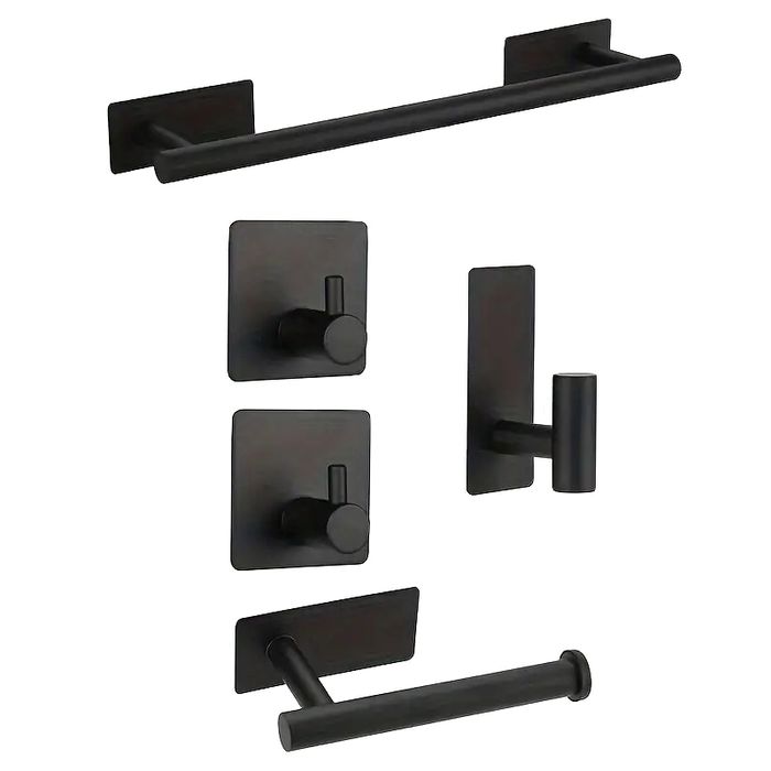 Zestaw wieszaków łazienkowych na ręczniki 5 elementów kol. czarny