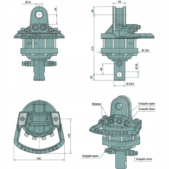 Rotator hydrauliczny GR10 (1000 kg)