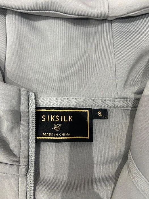bluza Siksilk z kapturem na zamek Szary Essentials Poliester Full Zip