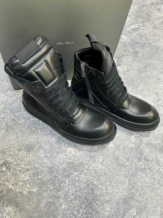 Rick Owens GEOBASKET кеды 43 44  кросівки кеди чорні jumbo lace laces