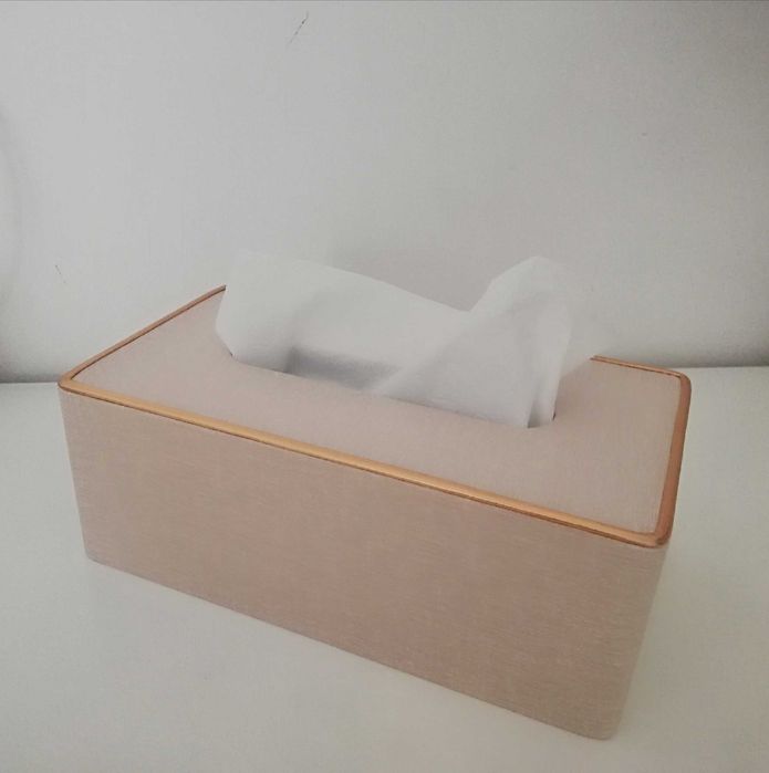 Elegant golden tissue box - new and sealed!