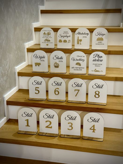 Tabliczki na stoly numery stolow wesele ślub mega zestaw 16 tabliczek