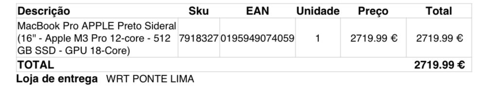 MacBook Pro 16” M3 Pro 12 - Core - 512GB SSD GPU 18 - Core