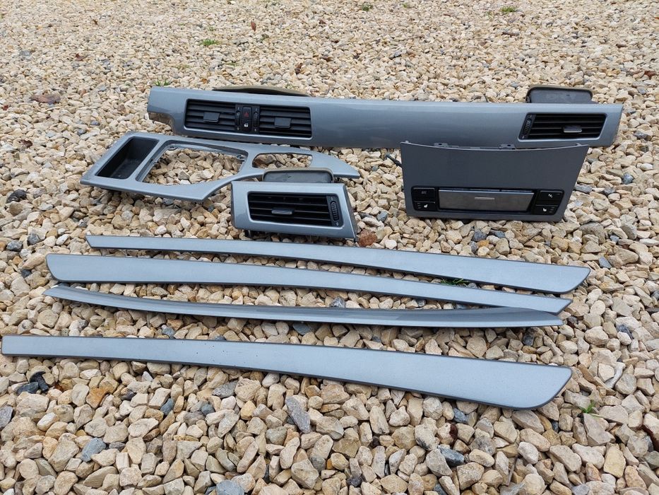 Dekory Wnętrza BMW E60 E61 LCI CIC Komplet Srebrny połysk