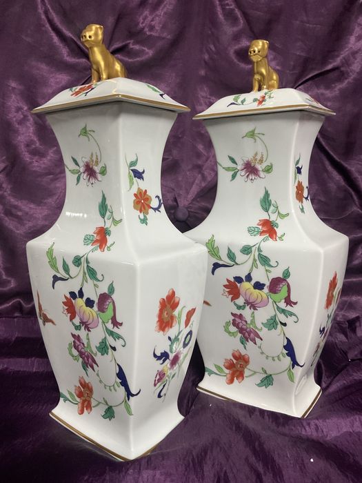 Par de talhas vista alegre samatra pintura manual 36 cm