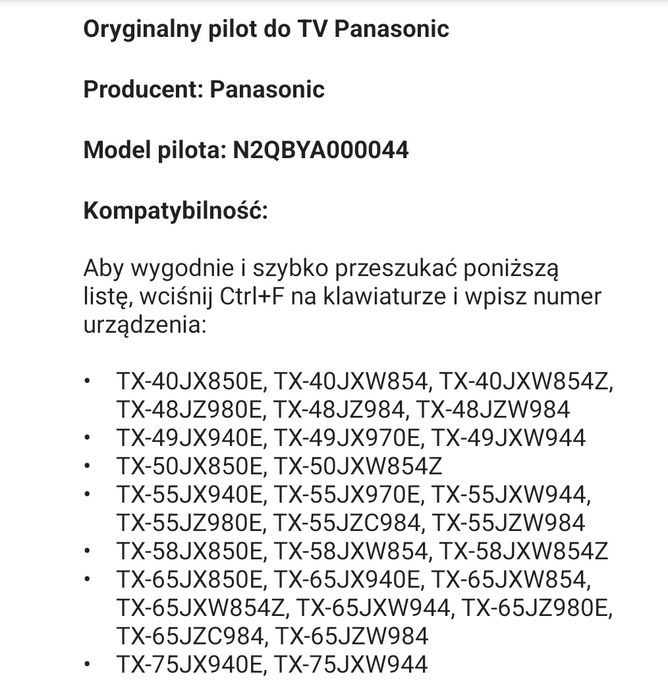 Pilot Panasonic N2QBY000044 nowy