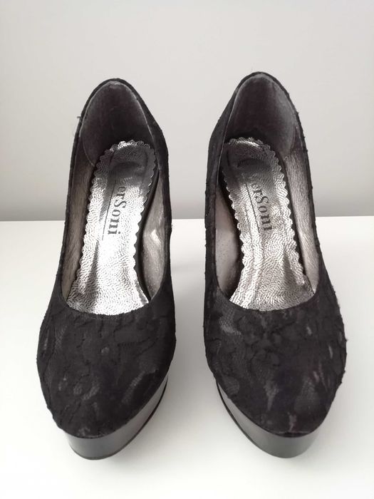 Buty czarne na wysokim obcasie rozmiar 37