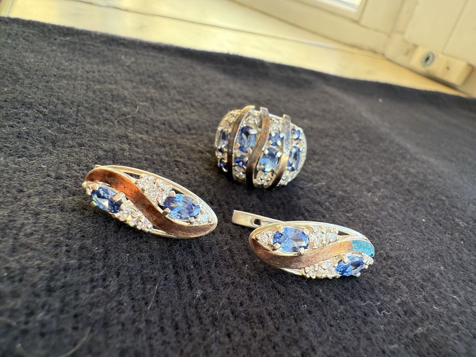 Срібний набір з фіанітом та цирконієм