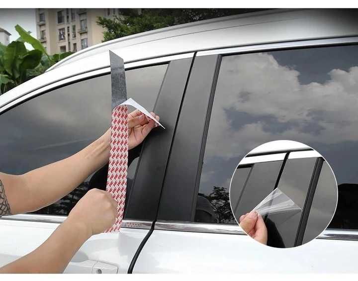 Накладки наклейки пластик на стойки стекла двери Passat Golf Jetta Sko