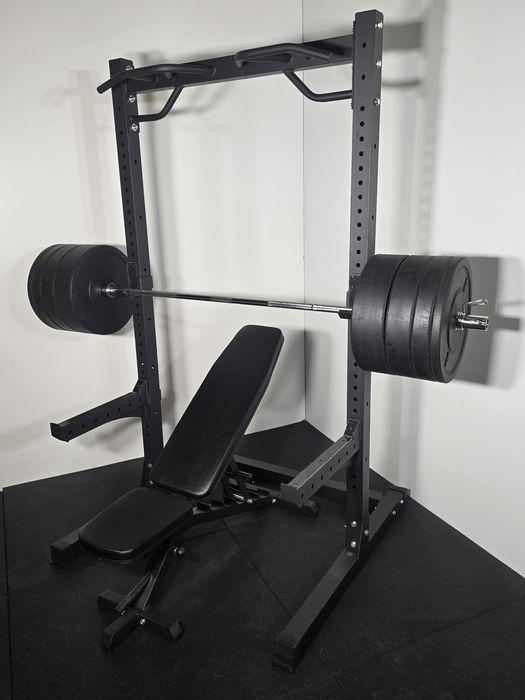 Half Rack Ławka regulowana Sztanga 220 Bumpery 100 kg.-Komplet