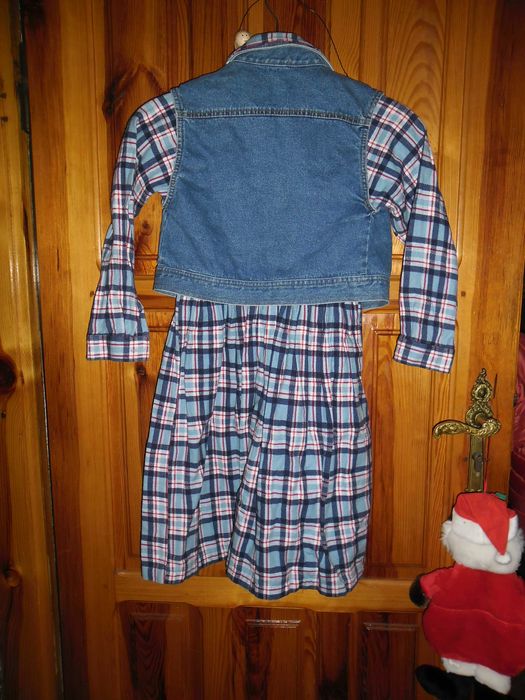 sukienka flanela w komplecie z kamizelką roz.134