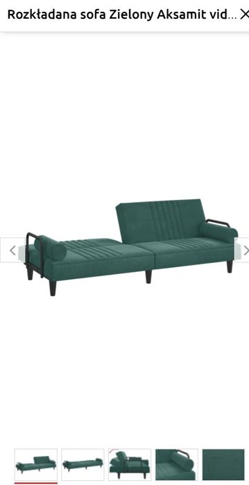 Rozkladana sofa zielona aksamit vidaXL