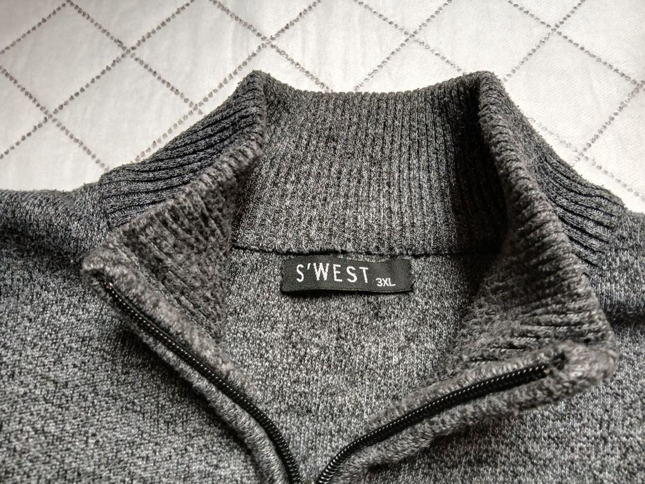 S'WEST Sweter Wełniany z kaszmirem Rozpinany 2xl-3xl