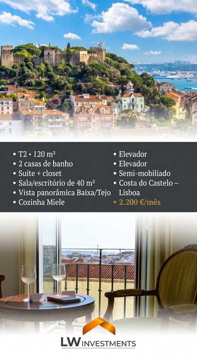 ALUGUER APARTAMENTO T2 DE CHARME COSTA DO CASTELO