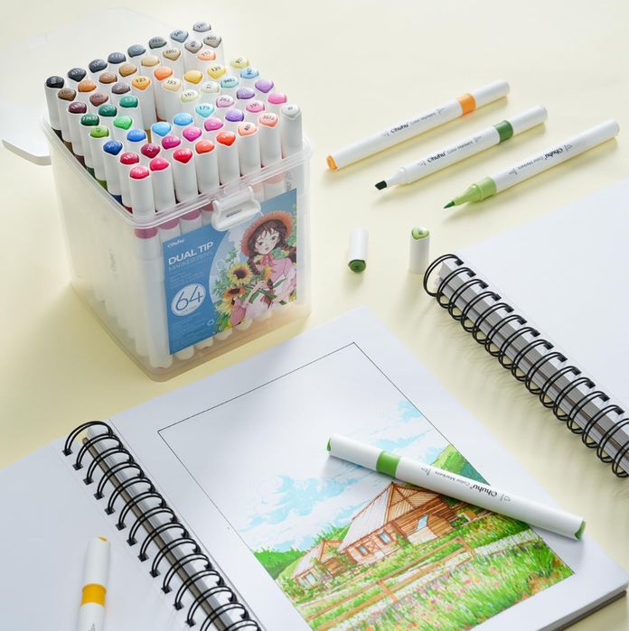 Ohuhu Markery na bazie wody, 64 kolory