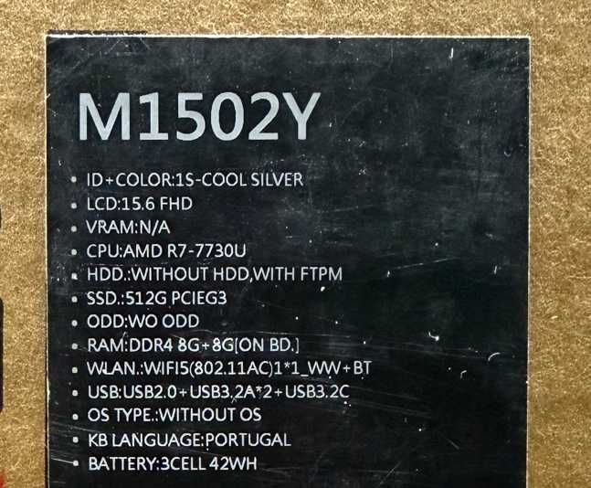 ASUS Vivobook M1502Y - Ryzen 7/SSD 512GB/8G RAM