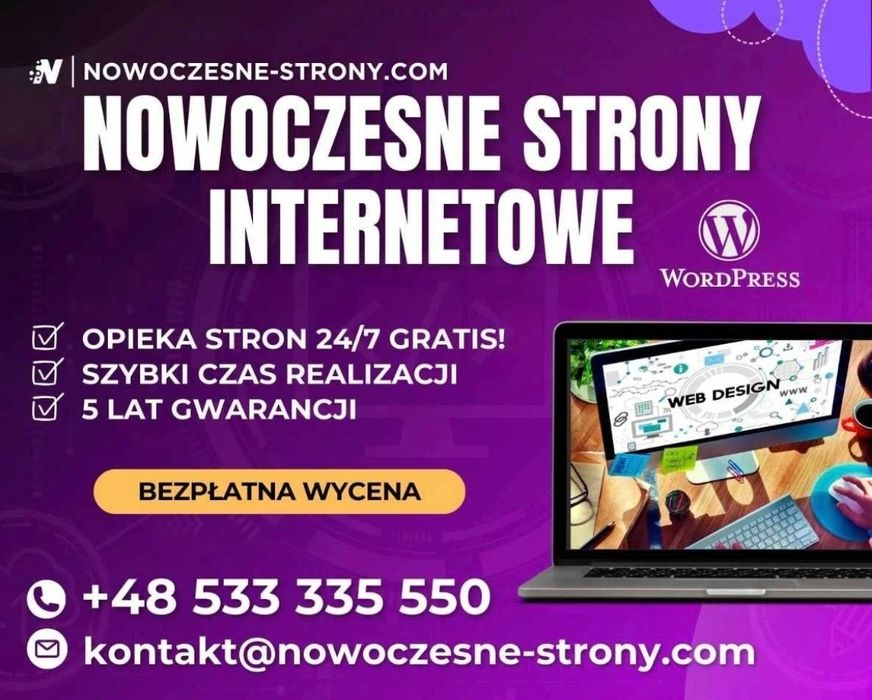 Nowoczesne Strony Internetowe | Strona WordPress z SEO + Opieka Strony