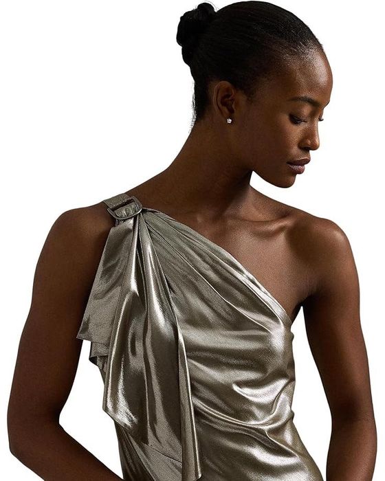 Ralph Lauren. Вечернее платье в пол серебро с одним плечом р М (8 сша)