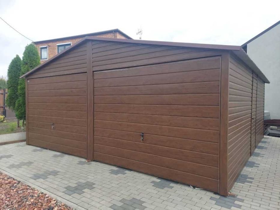 Garaż blaszany PREMIUM 6x5 drewnopodobny / RAL