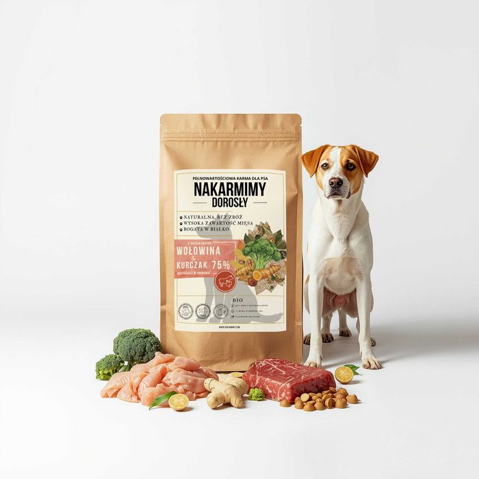 Sucha karma dla psa dorosłego NAKARMIMY – Wołowina i Kurczak 4.5KG