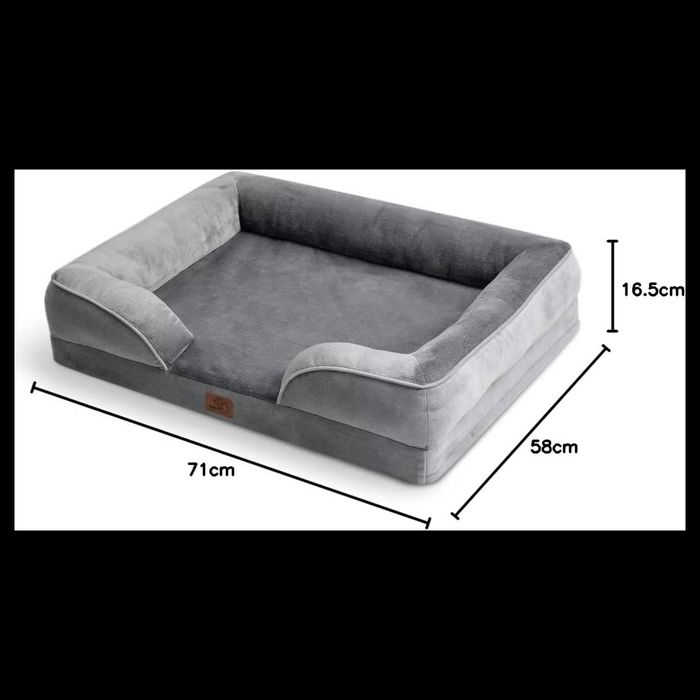 Ortopedyczne Legowisko dla psa Bedsure L 71×58×16,5 cm|Sofa Szara