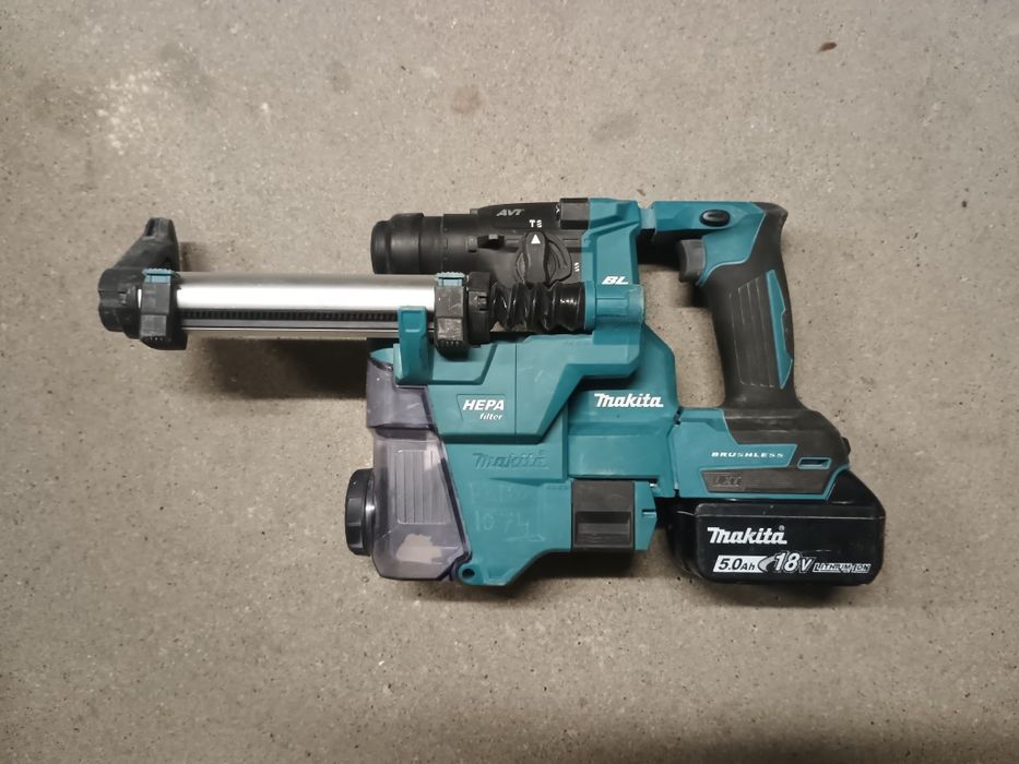 Młotowiertarka Makita DHR 183 + odsysacz DX 16 + aku 5,0 ah oryginalny