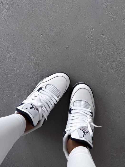 Buty Nike Air Jordan 4 Retro White Grey Blue