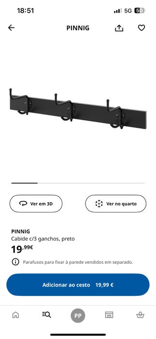 Cabide 3 ganchos Ikea PINNIG