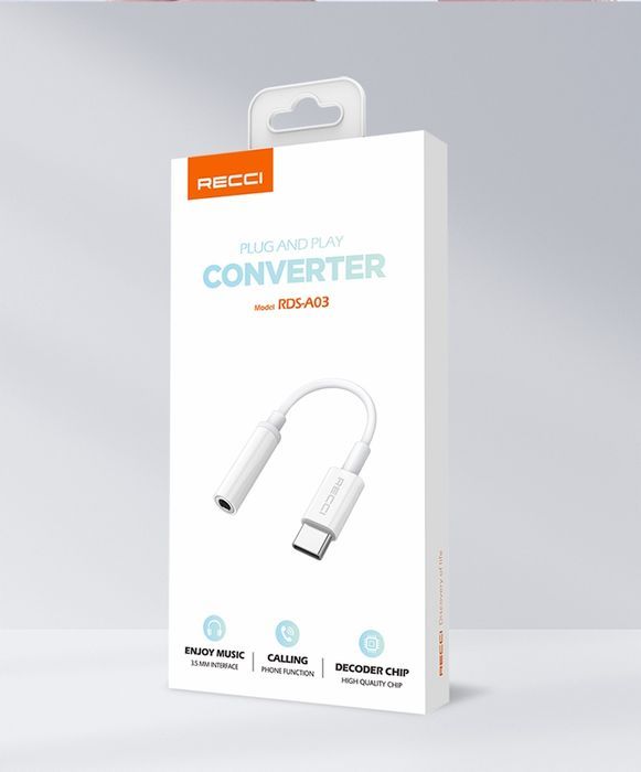 Przejściówka Adapter Audio Usb-C Typ-C - Mini Jack 3.5Mm Aux Recci