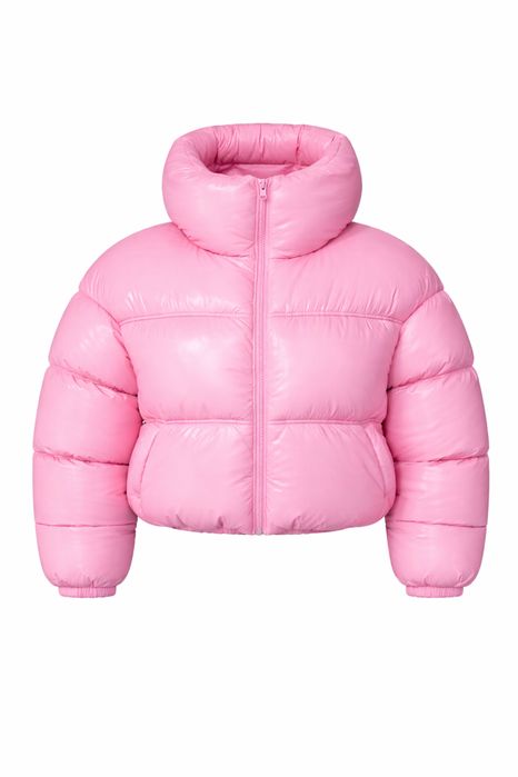 Пуховик рожевий лаковий
