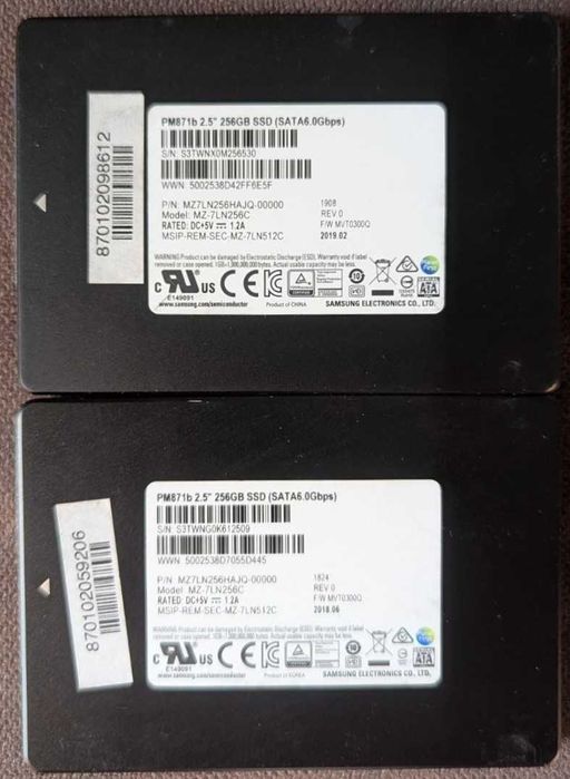 SSD 2.5 256-500GB Samsung/Micron 10шт +