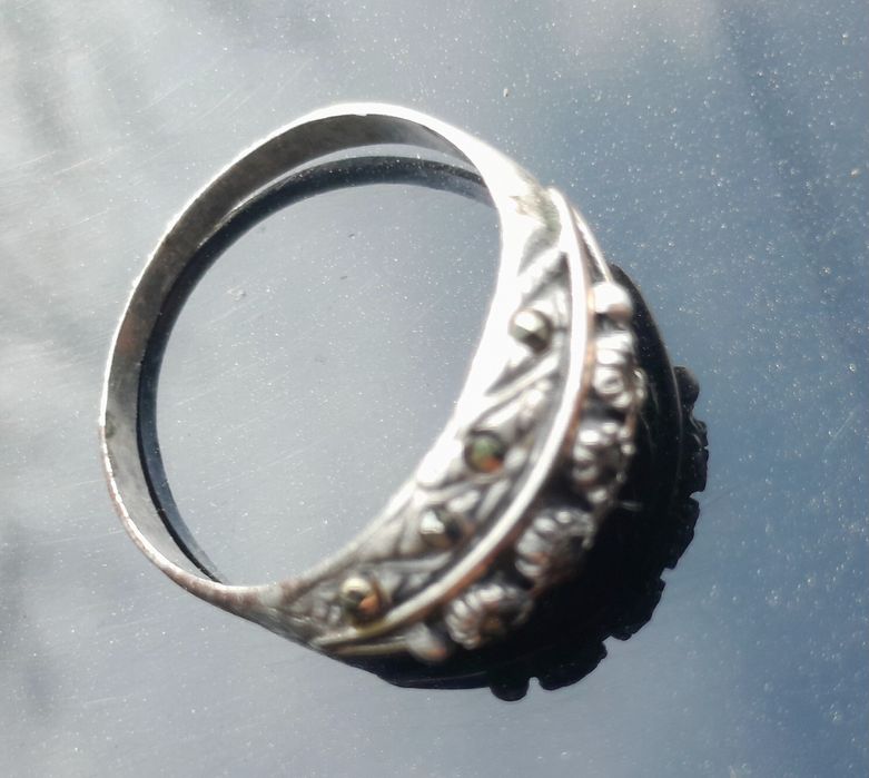 Anel prata e ouro art deco