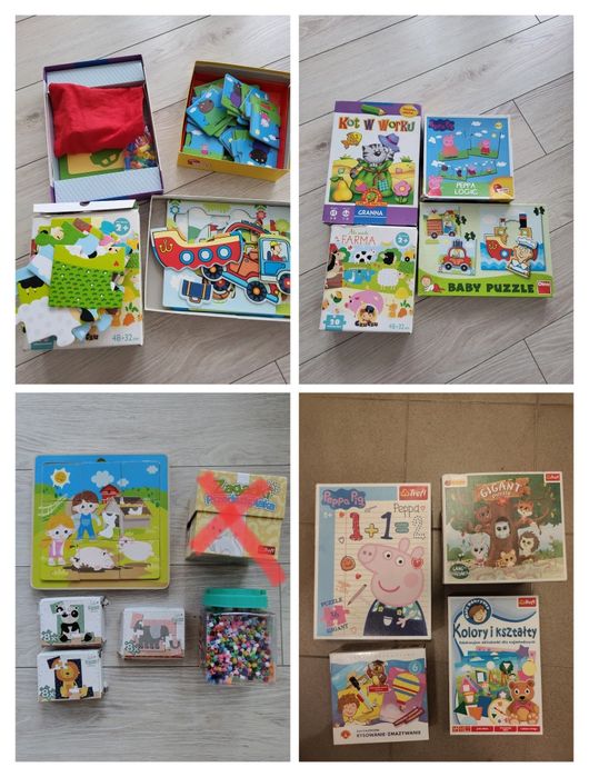 Komplet gier, puzzli oraz zabawek edukacyjnych 2+, 3+