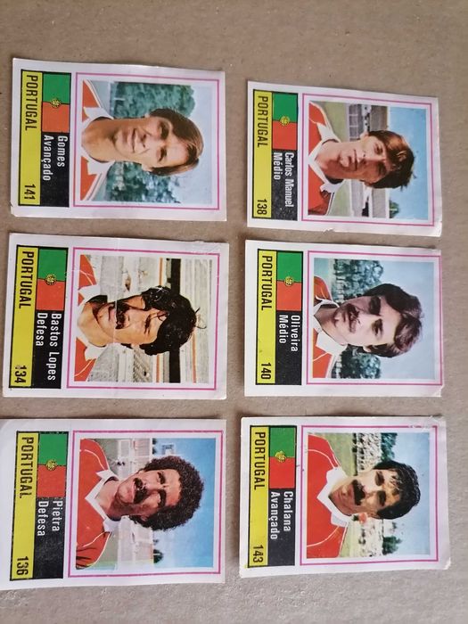 6 Cromos EURO 84 Portugal (Chalana, Oliveira, Carlos Manuel, Pietra, Gomes, Bastos Lopes