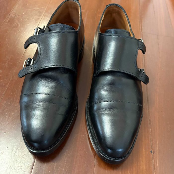 Sapatos Allen Edmonds Marin Double Monk Strap – Pele Preta, 45.5